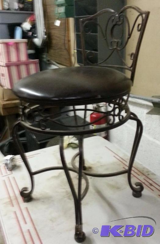 Retro HEAVY Wrought Iron Vanity chair, covere...