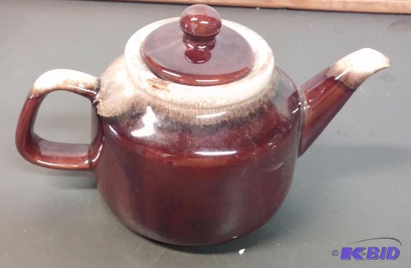 vintage McCoy Pottery teapot, brown drip teap...