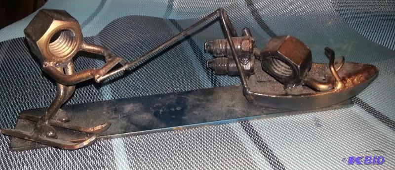 Vintage Nuts and Bolts Skiing Sculpture...