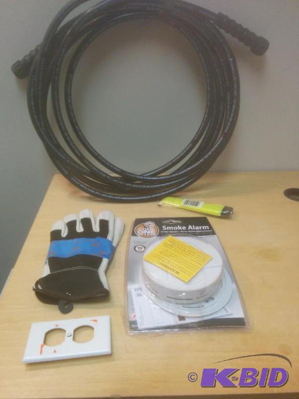 5 Item lot High Pressure Air Hose, Smoke Alarm and More.