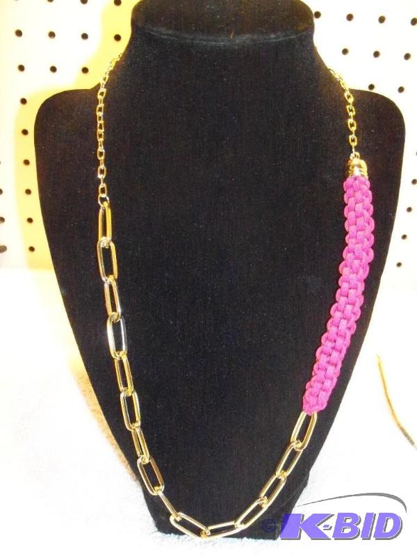 Gold and Pink Necklace and Earrings