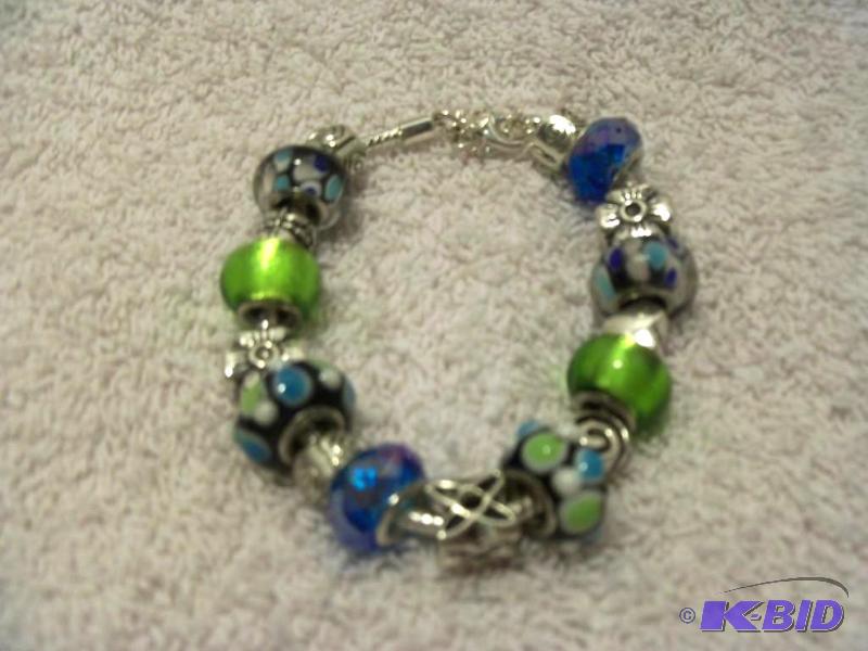 Pandora Style Bracelet- Blue and Green