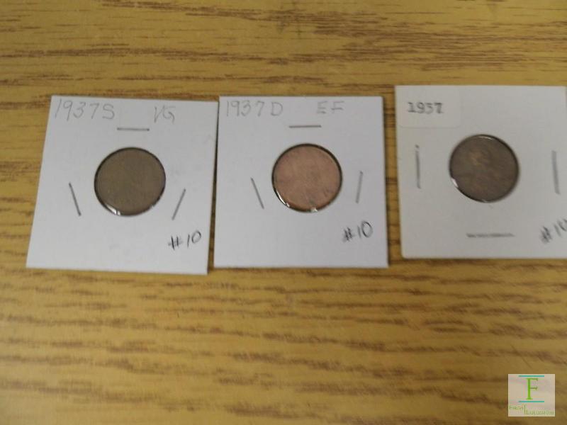 1937 P, D & S Wheat Cents