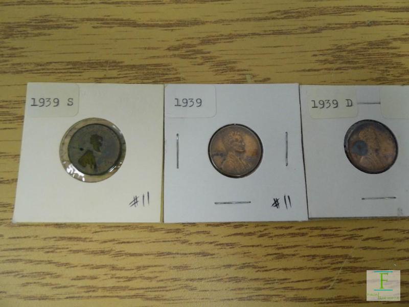 1939 P, D, & S Wheat Cents