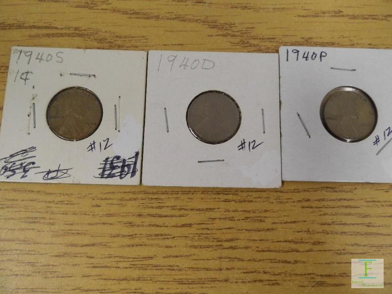 1940 P, D, & S Wheat Cents