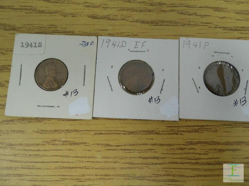 1941 P, D, & S Wheat Cents
