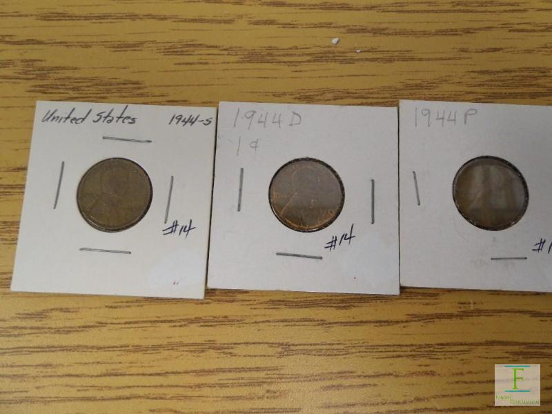 1944 P, D, & S Wheat Cents
