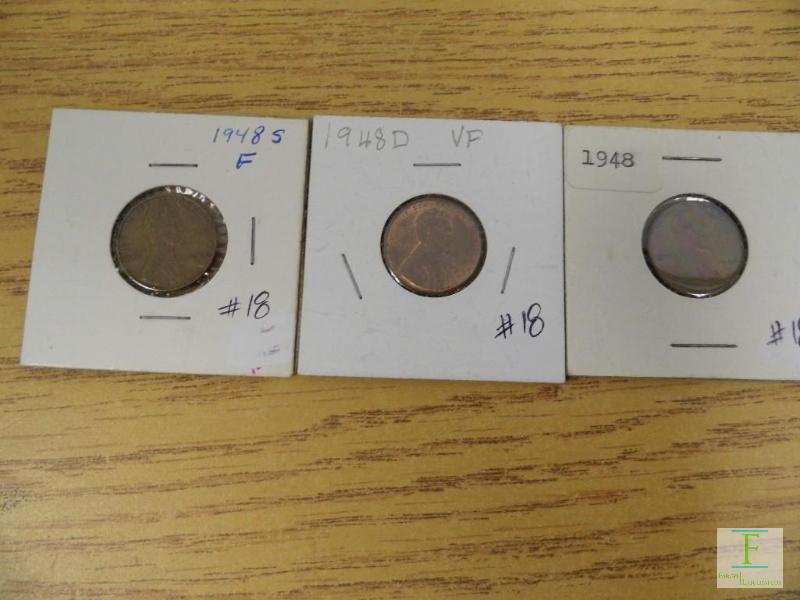 1948 P, D, & S Wheat Cents