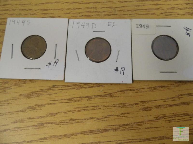 1949 P, D, & S Wheat Cents