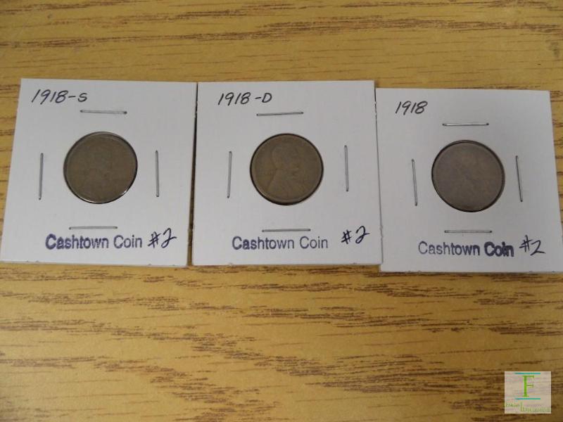 1918 P, D, & S Wheat Cents
