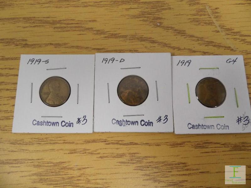 1919 P, D, & S Wheat Cents