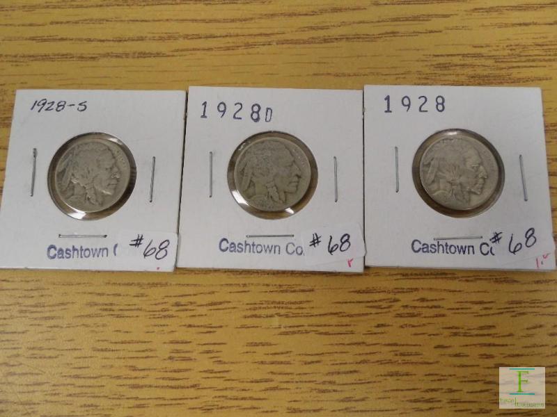 1928 P, D, & S Buffalo Nickels