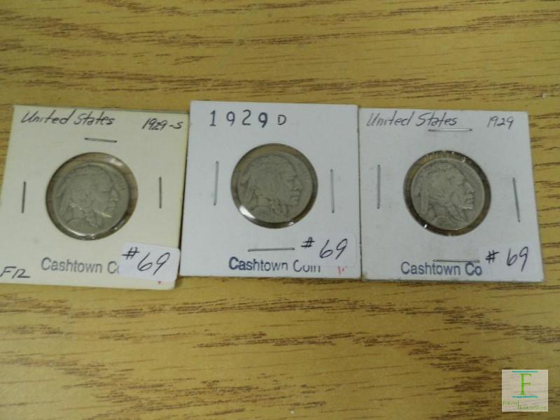 1929 P, D, & S Buffalo Nickels