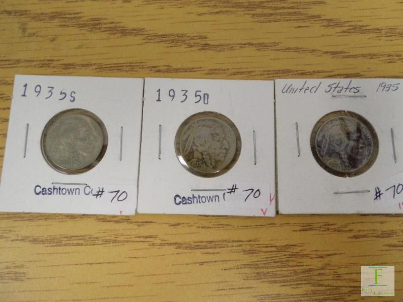 1935 P, D, & S Buffalo Nickels