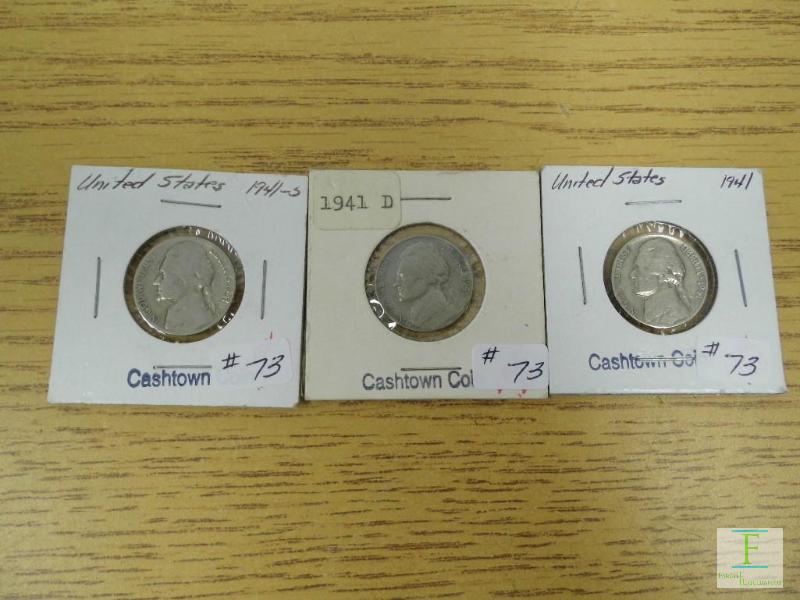 1941 P, D, & S Jefferson Nickels