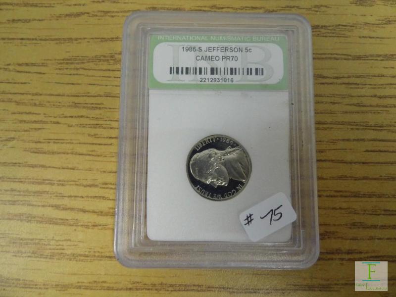 1986 S Jefferson Nickel Proof 70