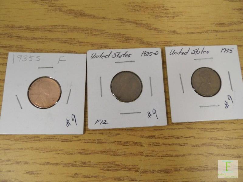 1935 P, D, & S Wheat Cents