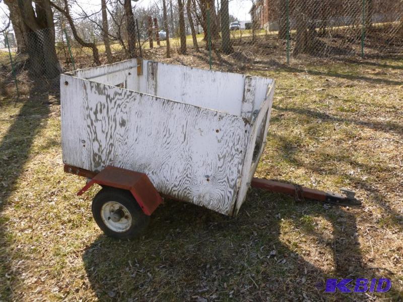 lot 11 image: Heavy duty lawn and garden trailer, plywood f...