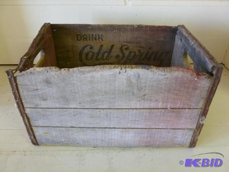lot 115 image: Vintage Drink Cold Spring wooden beer case th...