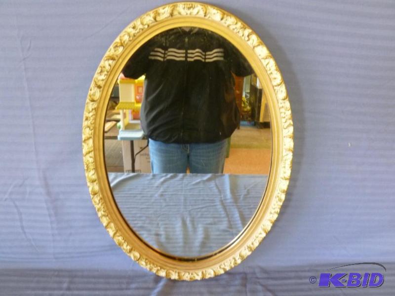 lot 121 image: Vintage heavy gage plastic framed oval hall m...