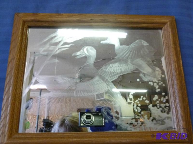 lot 129 image: Stan Finnemore&nbspoak framed duck image wal...