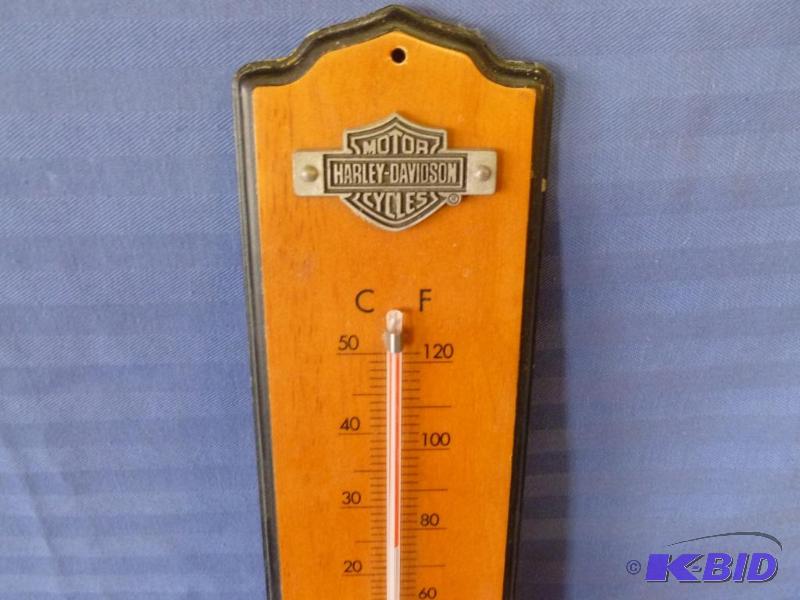 lot 133 image: Harley Davidson wooden wall thermometer that ...