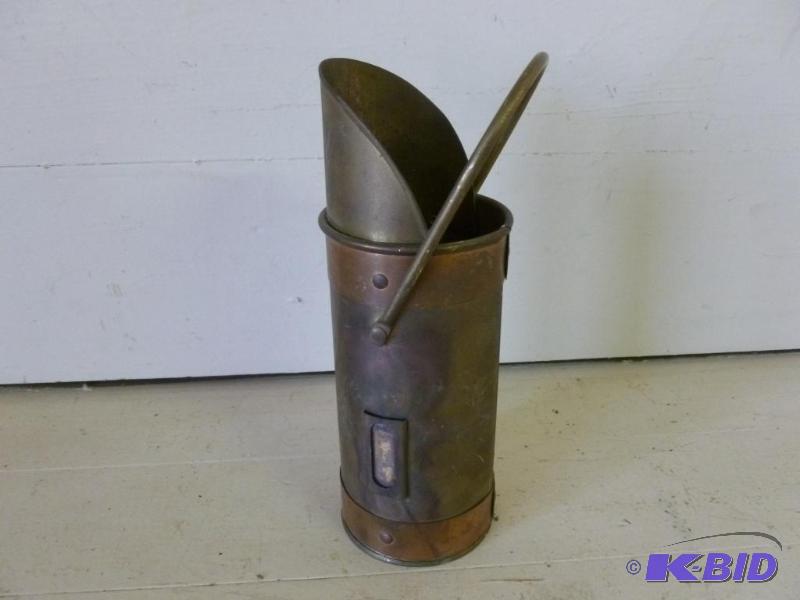 lot 162 image: Vintage brass and copper handled cream testin...