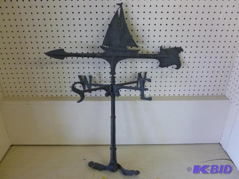 lot 57 image: large cast aluminum sailboat themed weather v...