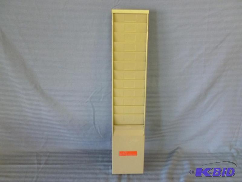 lot 62 image: Vintage Lathem&nbspmetal time card rack, mea...