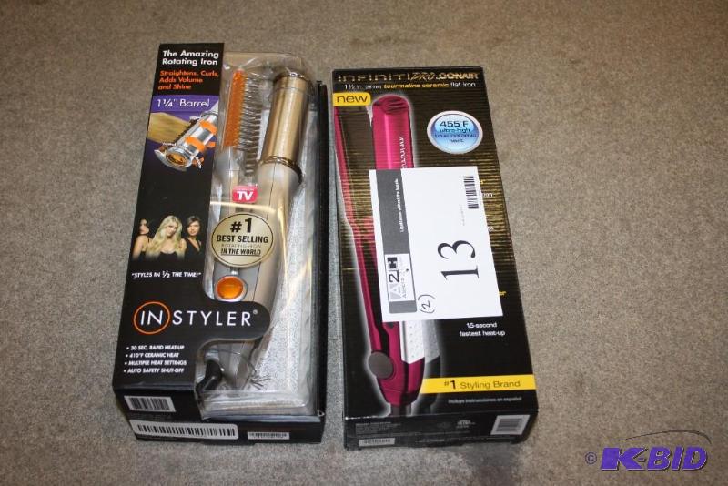 lot 13 image: Lot of (2) Pro Conair Infiniti Flat Iron Tourmaline Cermaic 1 455 Degree Ultra High Heat.