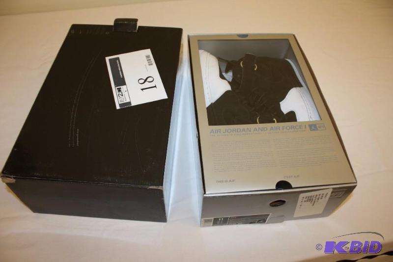 lot 18 image: Air JordanAir Force AJF12 BlackVrsity Red-Wht-Mtllc Slvr Shoes Size 11.