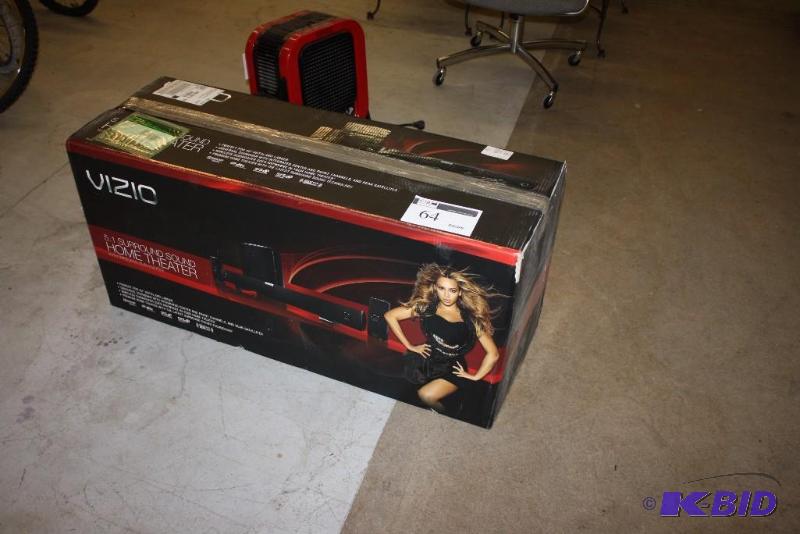 lot 64 image: Vizio 5.1 Surround Sound Home Theater Including Sound Bar Subwoofer Speakers New In Box.