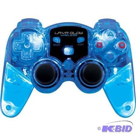PS2 Blue Lava Glow Wireless Controller