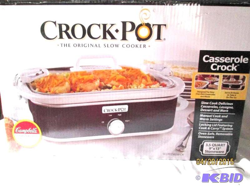 lot 100 image: Crock Pot Brand 3.5 Quart 9 X 13 Stoneware Ca...