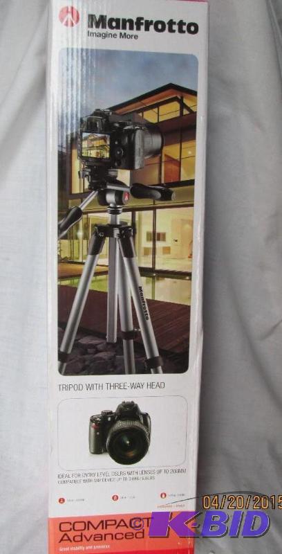 lot 108 image: Manfrotto Tripod with 3-Way Head - Looks to S...