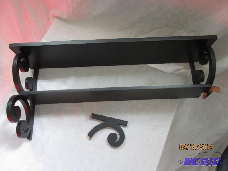 lot 11 image: Melannco 24" Black Ornate Shelf - Broken...