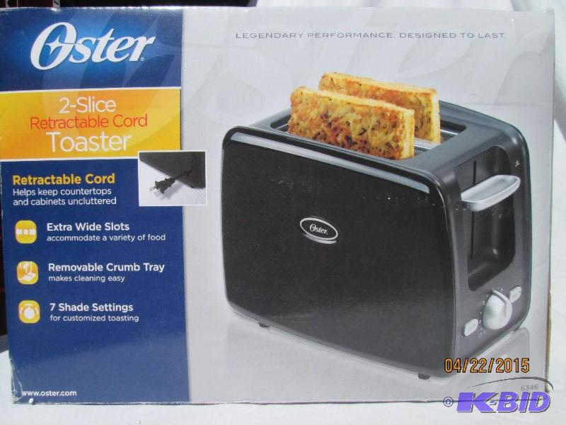 lot 113 image: Oster 2 Slice Retractable Cord Toaster - Plug...