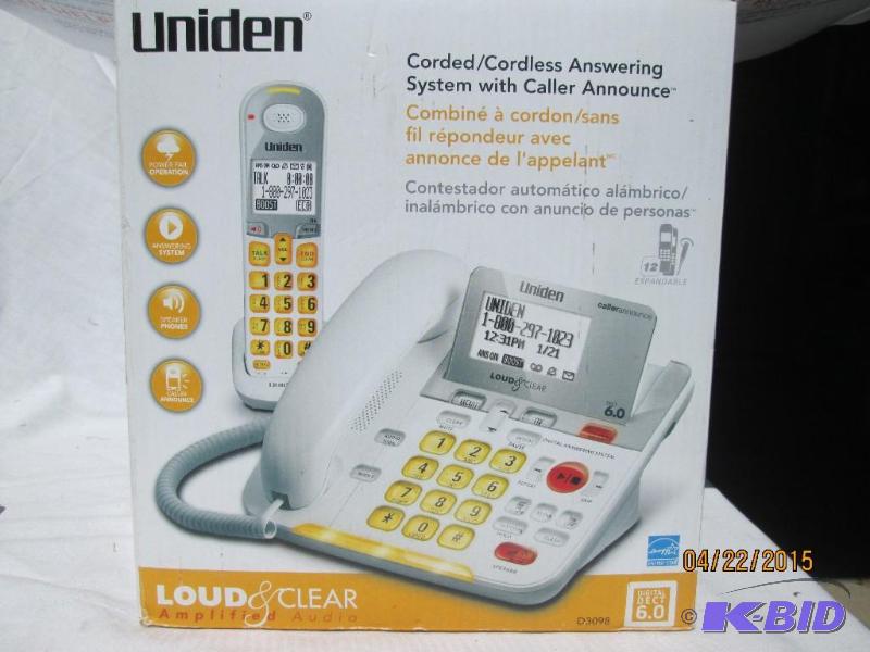 lot 122 image: Uniden CordedCordless Answering System w Ca...
