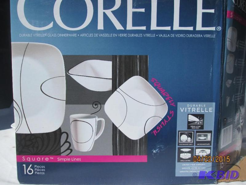 lot 124 image: Correlle Square Simple Lines 16pc Dinnerware ...