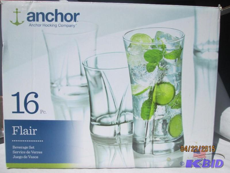 lot 125 image: 15 Pc Anchor Beverage Set Flair Missing 1 L...