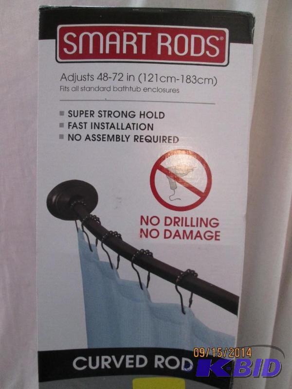 lot 14 image: Smart Rods Curved Shower Rod - Adjusts from 4...