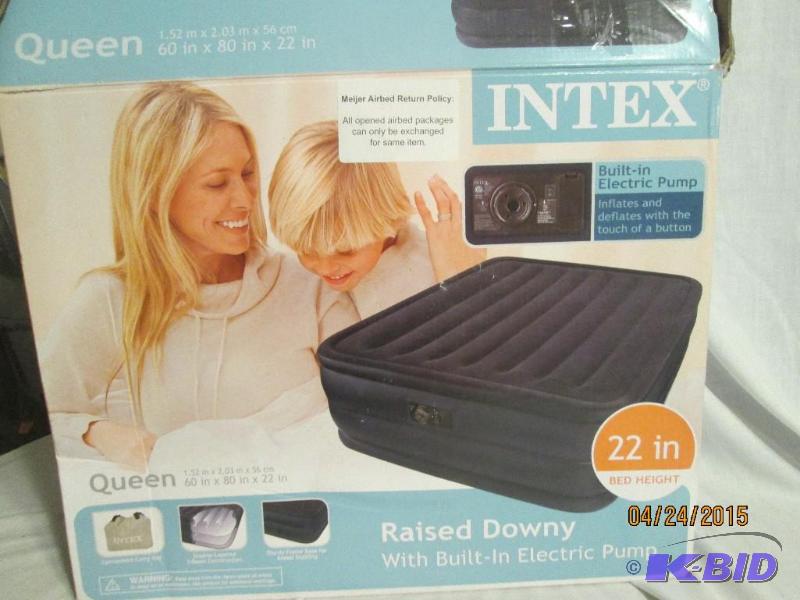 lot 142 image: Intex Queen Size Inflatable Mattress w Built...