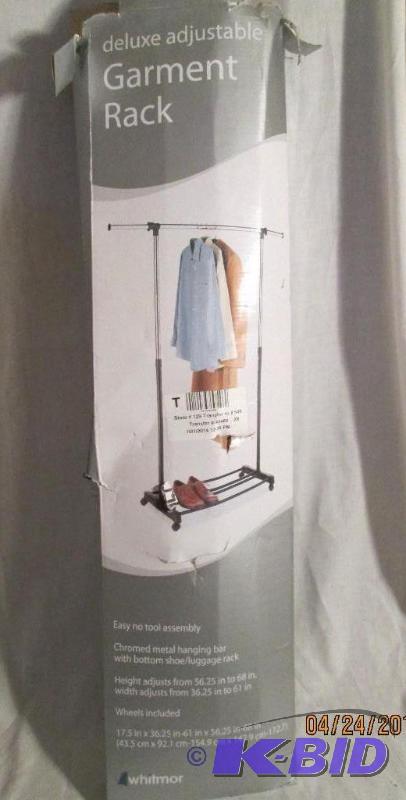 lot 157 image: Whitmor Adjustable Garment Rack - 17.5" ...