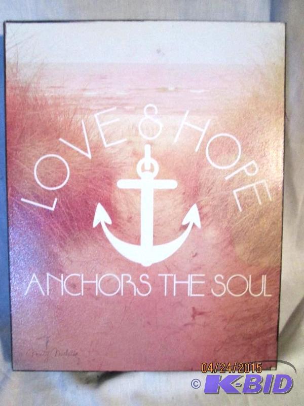 lot 163 image: Love and Hope Anchor the Soul Painted Canva...