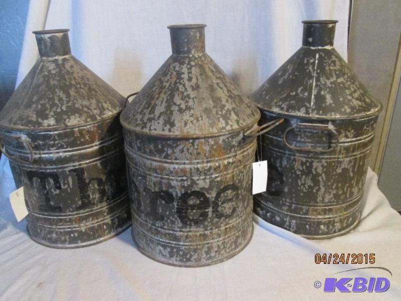 lot 165 image: Lot of 3 Metal Farm Buckets - 16&quotH - Dec...