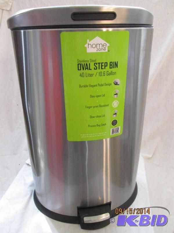 lot 19 image: Home Zone Stainless Steel Oval Step Garbage C...