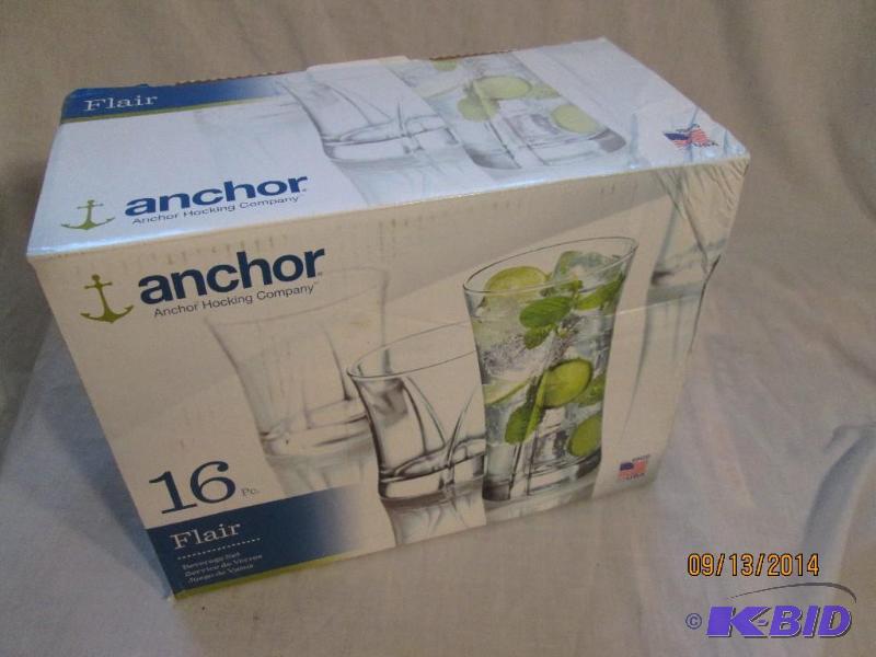 lot 3 image: Anchor 15 pc Glassware Set Flair - 1 Small ...