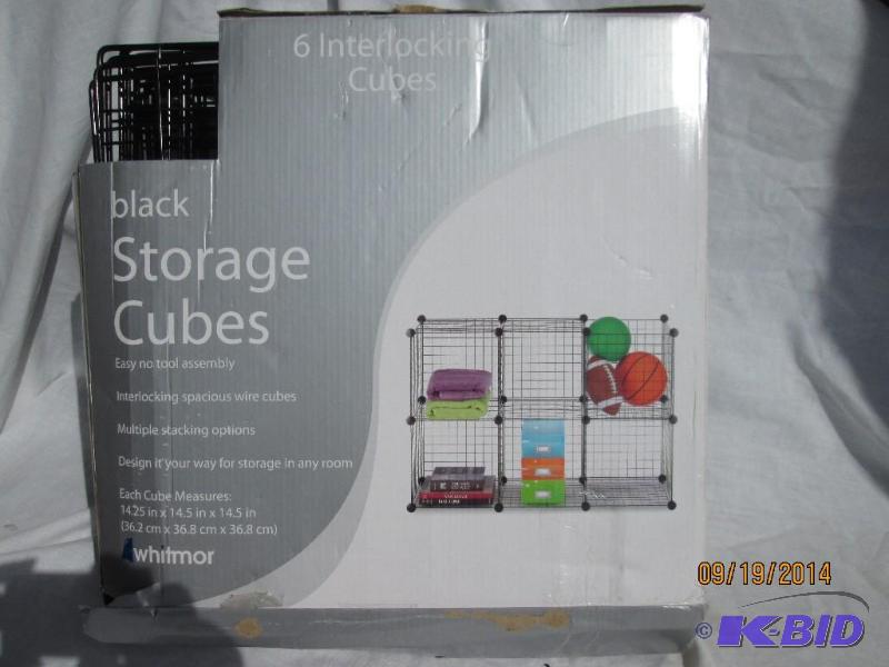 lot 58 image: Whitmor Black Storage Cubes - Missing 2 Wire ...