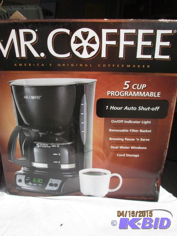 lot 61 image: Mr. Coffee 5 Cup Programmable Coffee Maker - ...