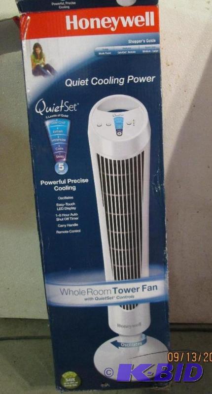 lot 7 image: Honeywell Whole Room Tower Fan wRemote Contr...